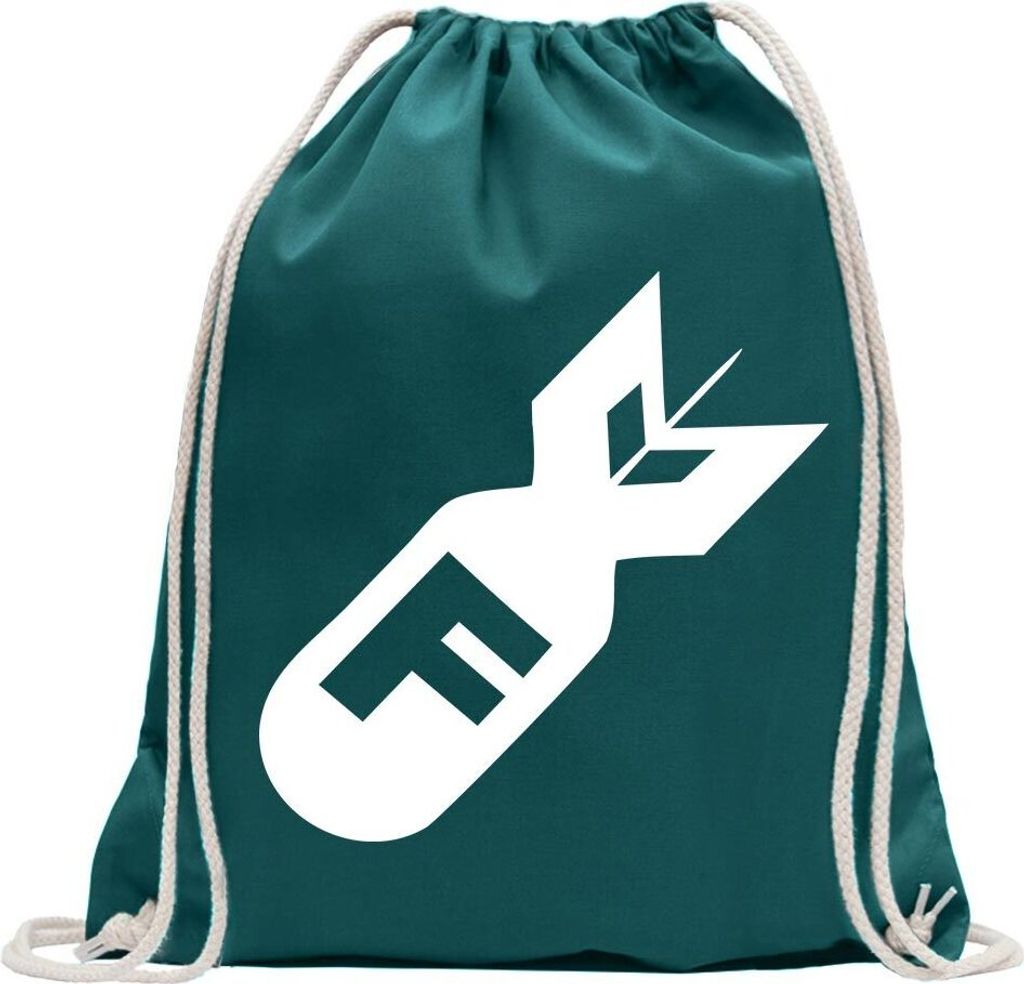 Kiwistar - Turnbeutel - petrol - F Bomb - Fun Rucksack Sport Beutel Gymsack Baumwolle mit Ziehgurt