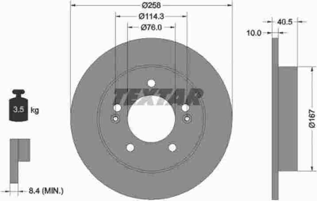 TEXTAR Bremsscheibe Artikel: 92226103