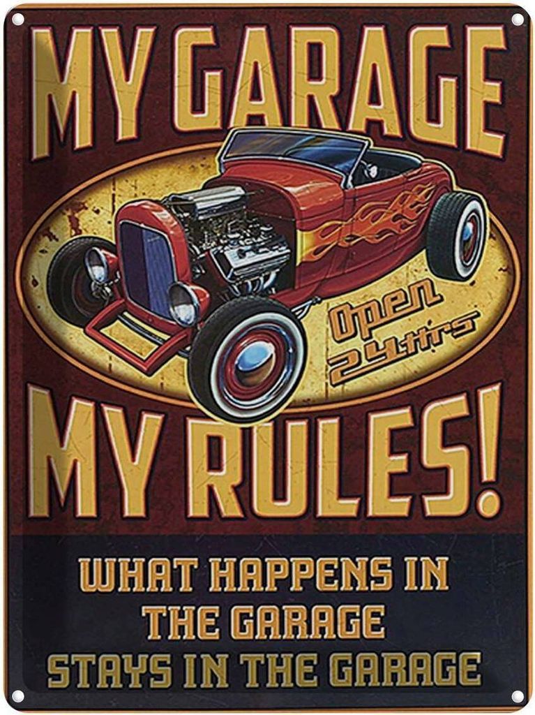 vianmo Blechschild 40x30 cm my garage open 24 hrs my rules