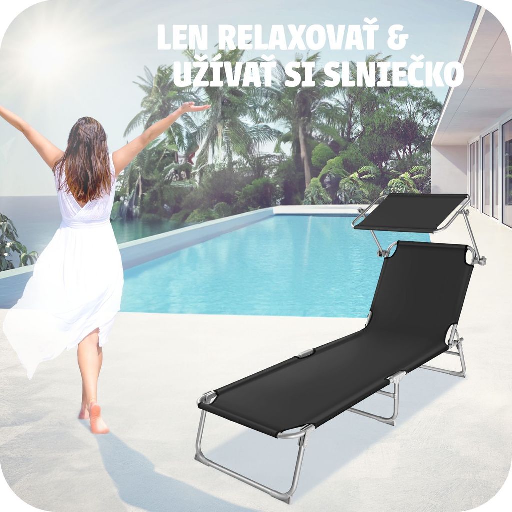 Skladacie záhradné ležadlo 190 x 68 x 28 cm Obrázok produktu 8