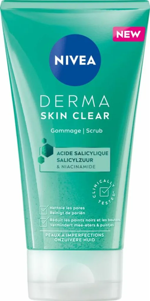 Scrub Viso NIVEA Derma Skin Clear 150ml - Acido Salicilico e Niacinamide