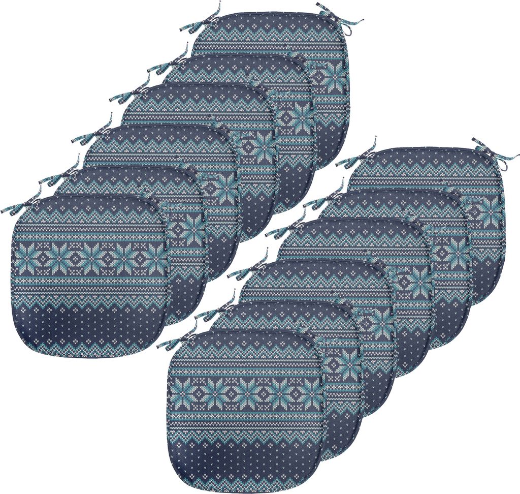 ABAKUHAUS nordisch Polster für Esszimmerstühle, Herringbone Snowflake, Dekoratives wasserfestes Kissen mit Riemen für Küchensitze, 40 cm x 40 c...