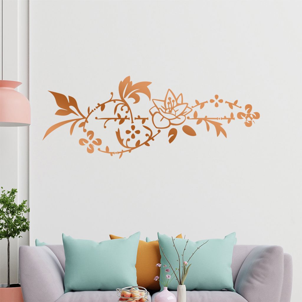 Blumenranke - Linien Wandtattoo in 6 Größen - Wandaufkleber Wall Sticker - Dekoration, Küche, Wohnzimmer, Schlafzimmer, Badezimmer