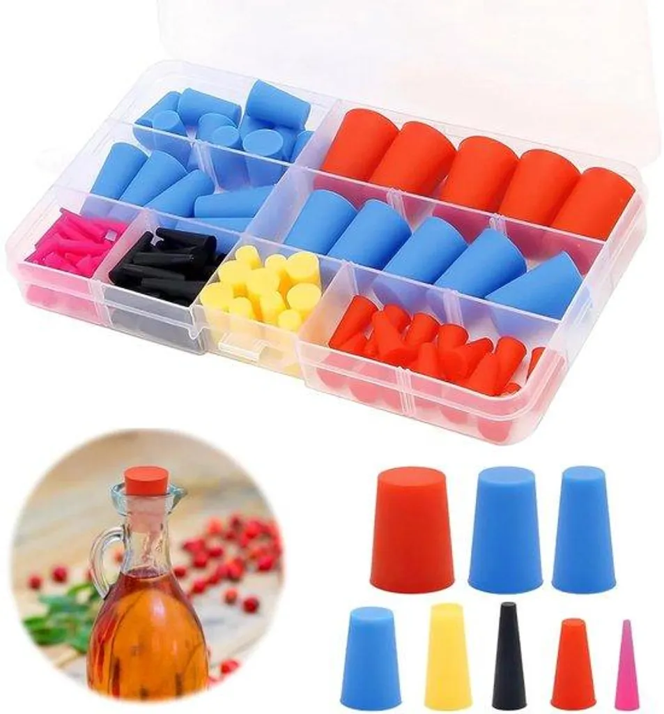 Lot de 60 bouchons coniques en caoutchouc et silicone pour étanchéité