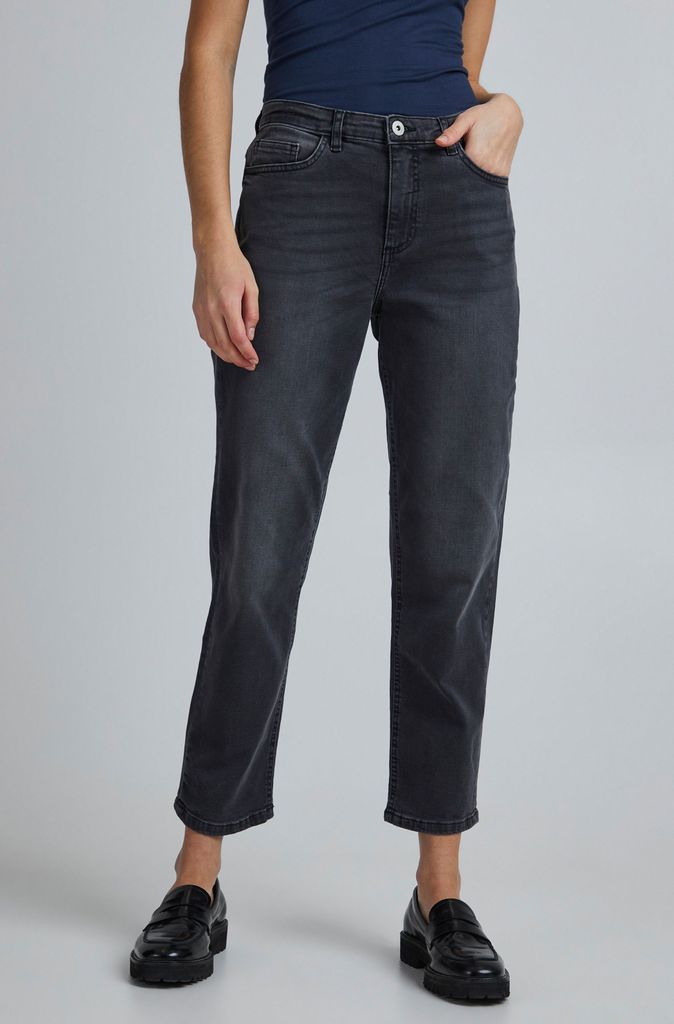 ICHI IHTWIGGY RAVEN Damen Jeans Denim Hose mit Stretch gerader Schnitt Crop Länge