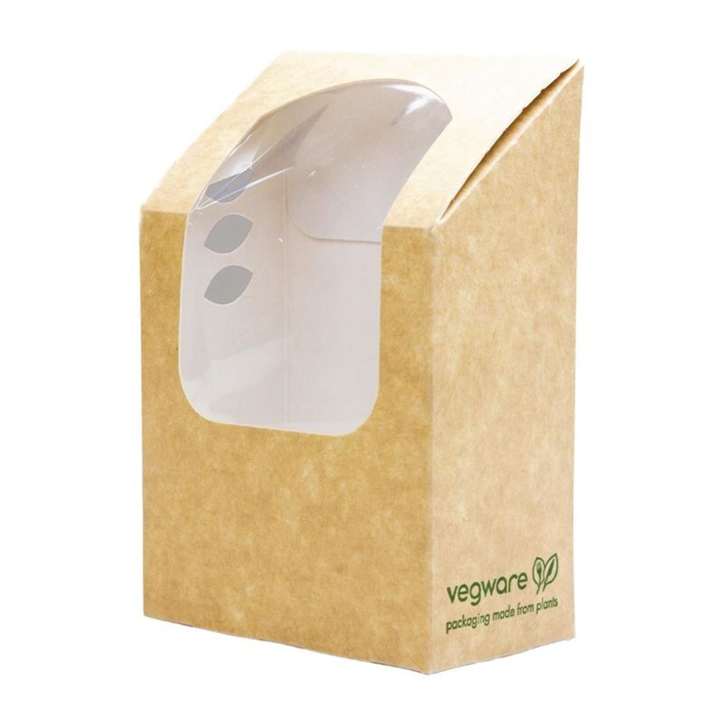 Tortilla-Box mit Sichtfenster, PLA, 13,5 x 9,5 x 5 cm, 50 Stück.