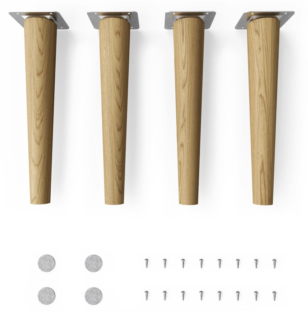 4x sossai Holzfüße rund - gerade Ausführung 25cm Eiche Produktbild 
