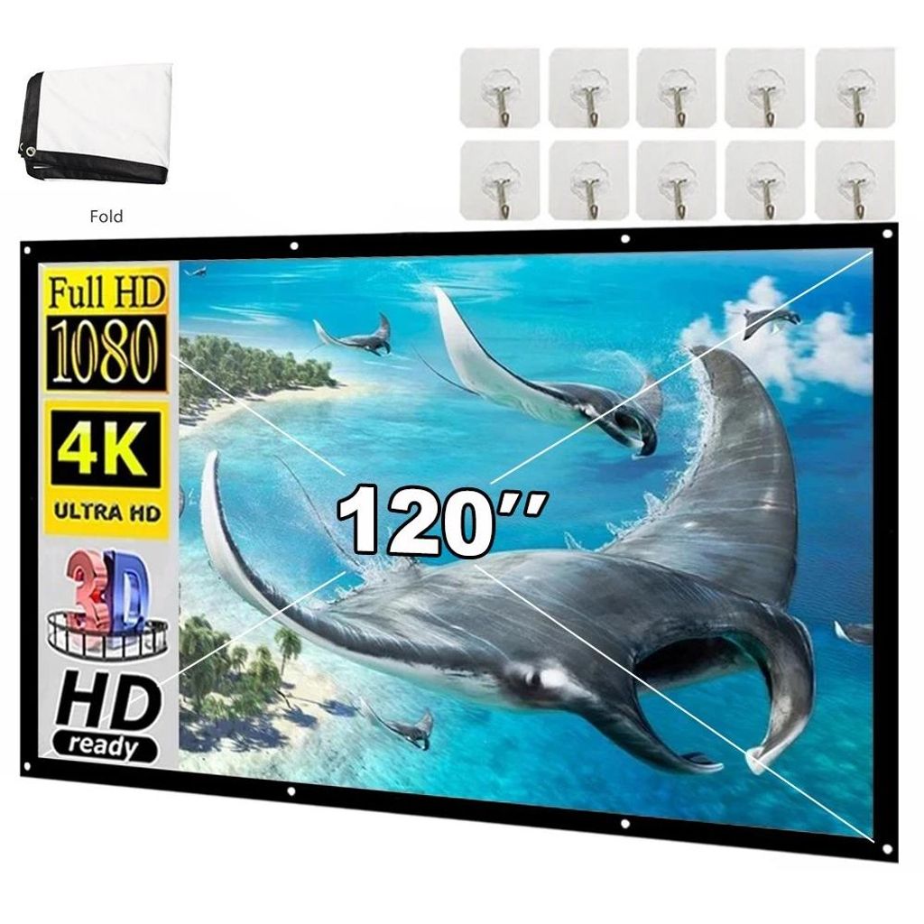 Beamer Leinwand 120 Zoll Projektionsleinwand 16: 9 HD Produktbild 
