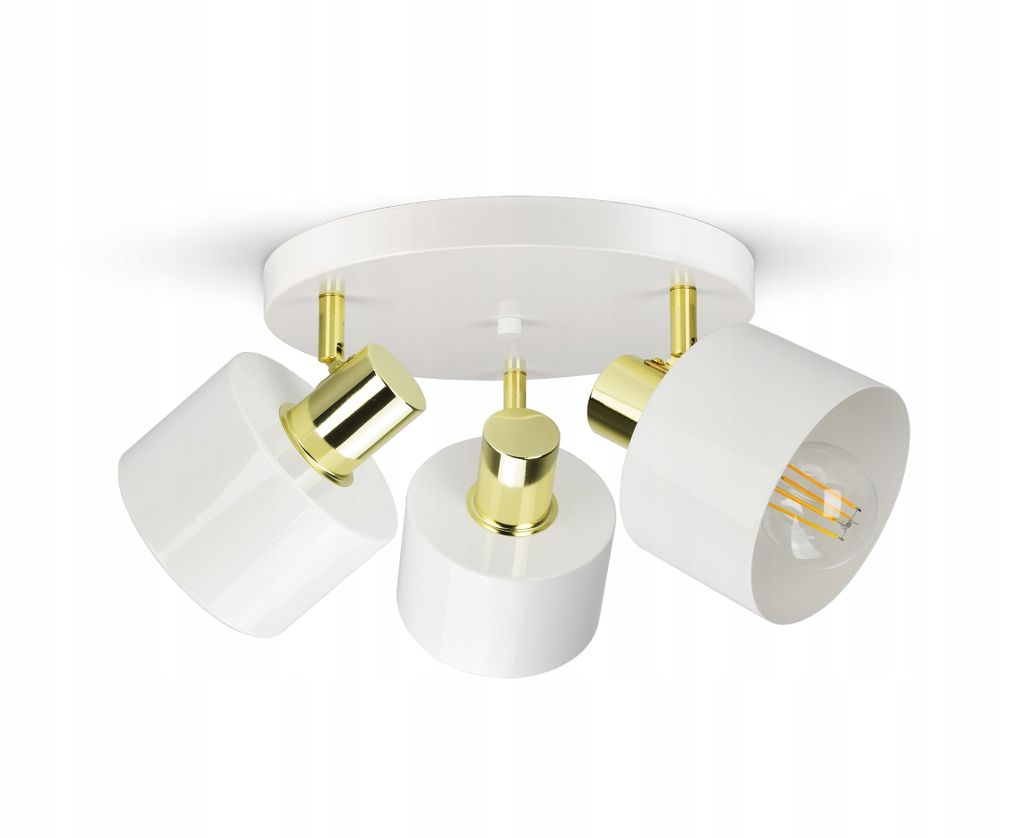 LUXOLAR LED Deckenleuchte 3 flammig Weiß Gold E27 60 W - Deckenlampe Schwenkbar für Wohnzimmer, Küchen - Klassisches Design