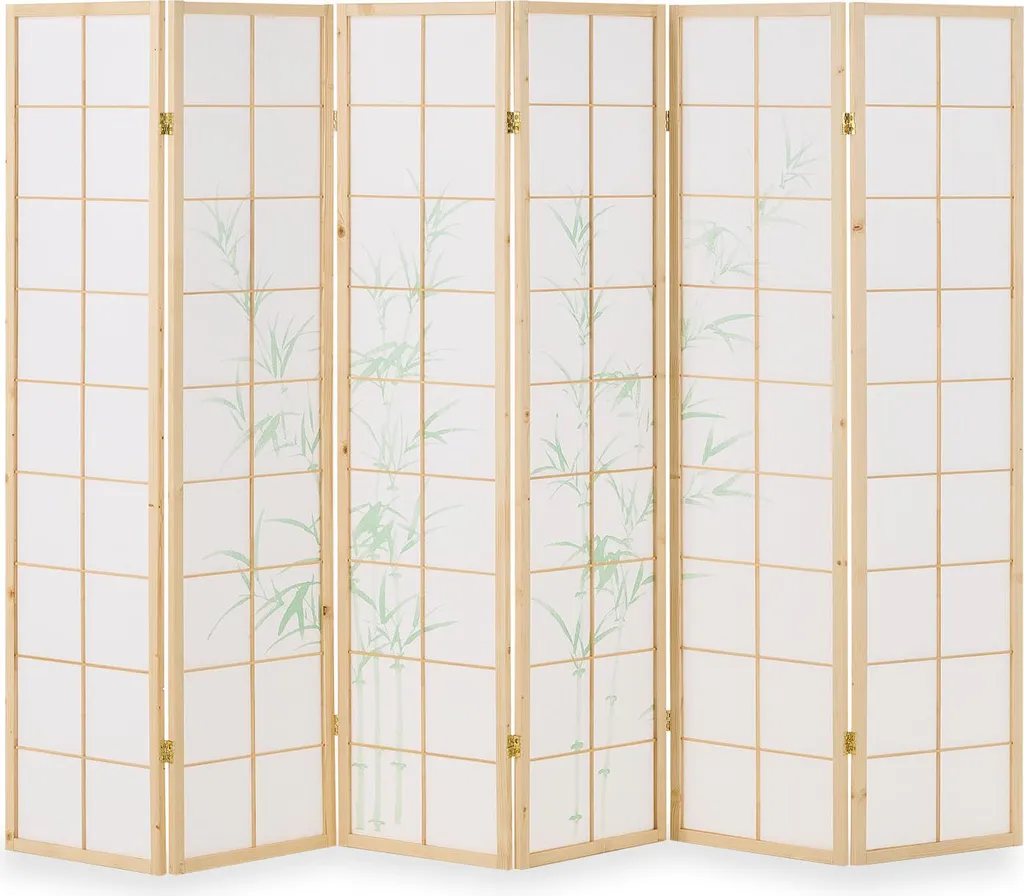 Cloison Amovible 6 Panneaux en Bois et Papier Shoji Style Japonais