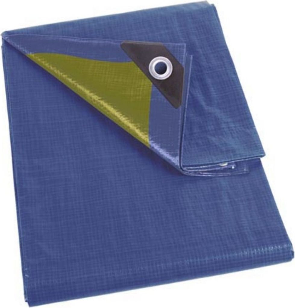 Perel Wasserfeste Abdeckplane 4 x 5 m aus Polyester 70 g/m², rechteckige Schutzplane mit 18 Ösen und