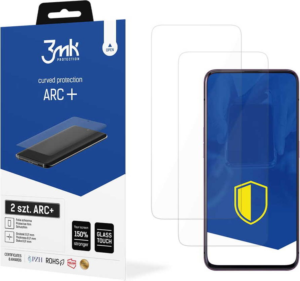 3mk Display Schutzfolie ARC+ für Oppo Find X 0,17mm Self-Heal (2 Stück)