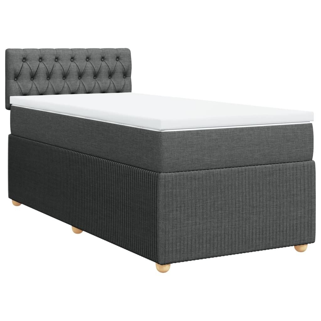 vidaXL Boxspringbett mit Matratze Dunkelgrau 100x200 cm Produktbild 