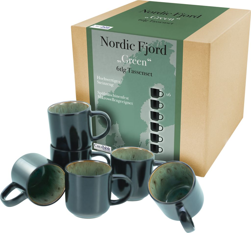CreaTable, 21558, Nordic Fjord Green, Kaffeebecher 6-tlg, Produktbild 