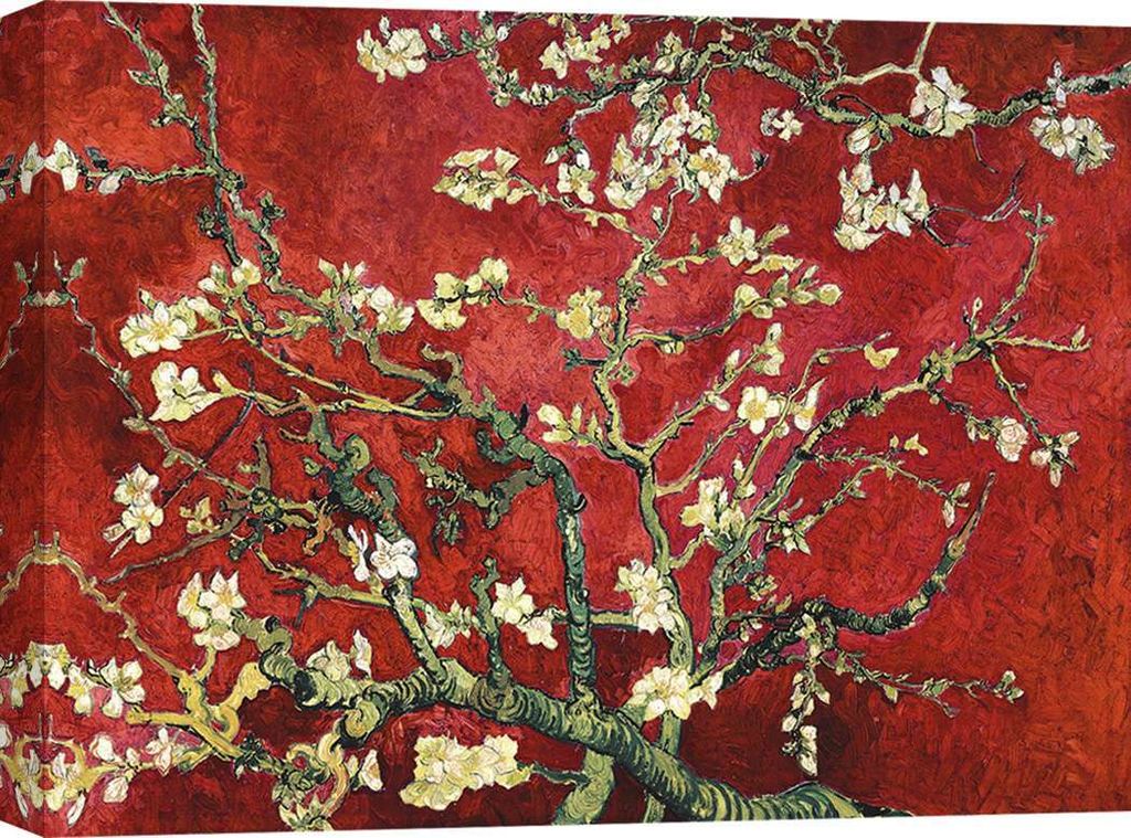 Kunstdruck auf Leinwand – Van Gogh Deco – Mandelbaum in Blüte (red variation) – 60x40 cm