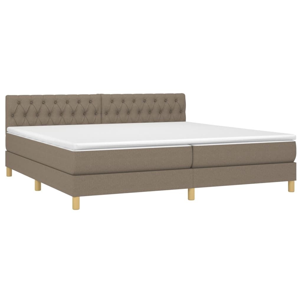 vidaXL Boxspringbett mit Matratze Taupe 200x200 cm Stoff