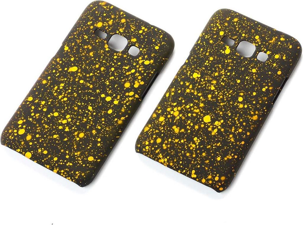 Handy Hülle Schutz Case Bumper Schale für Samsung Galaxy J1 2016 3D Sterne Gelb