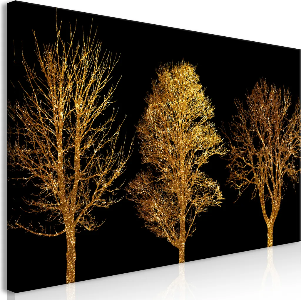 Quadro Moderno Fiori Oro 120x60 - Stampa su Tela Canvas
