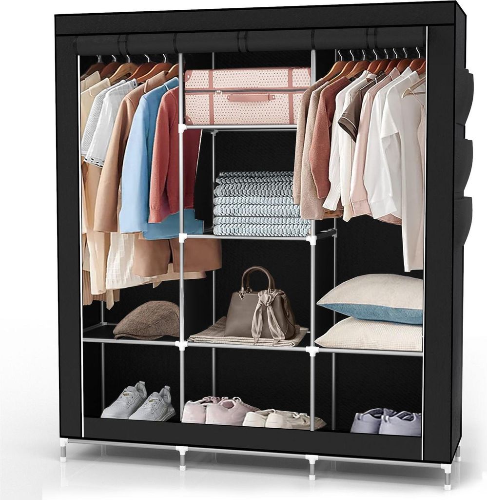 Armadio pieghevole Intirilife 130x175x45 cm in RABEN BLACK Immagine del prodotto 