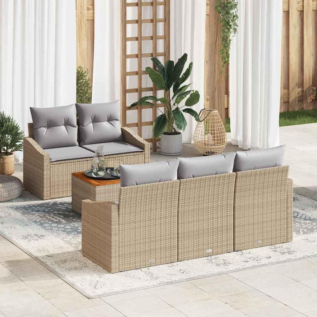 Maison Exclusive - Gartensofa-set mit Kissen 6 pcs Beige Poly-Rattan