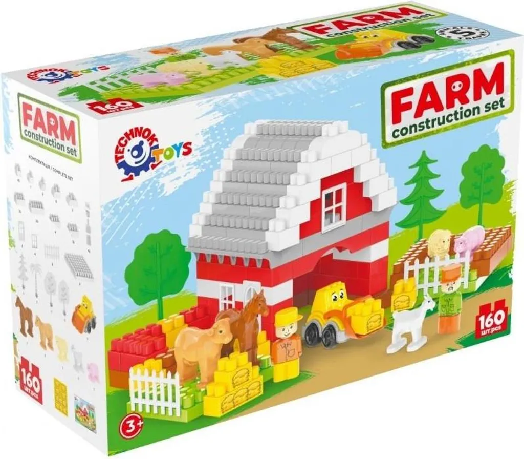 Coffret de construction ferme 160 pièces avec figurines et véhicules