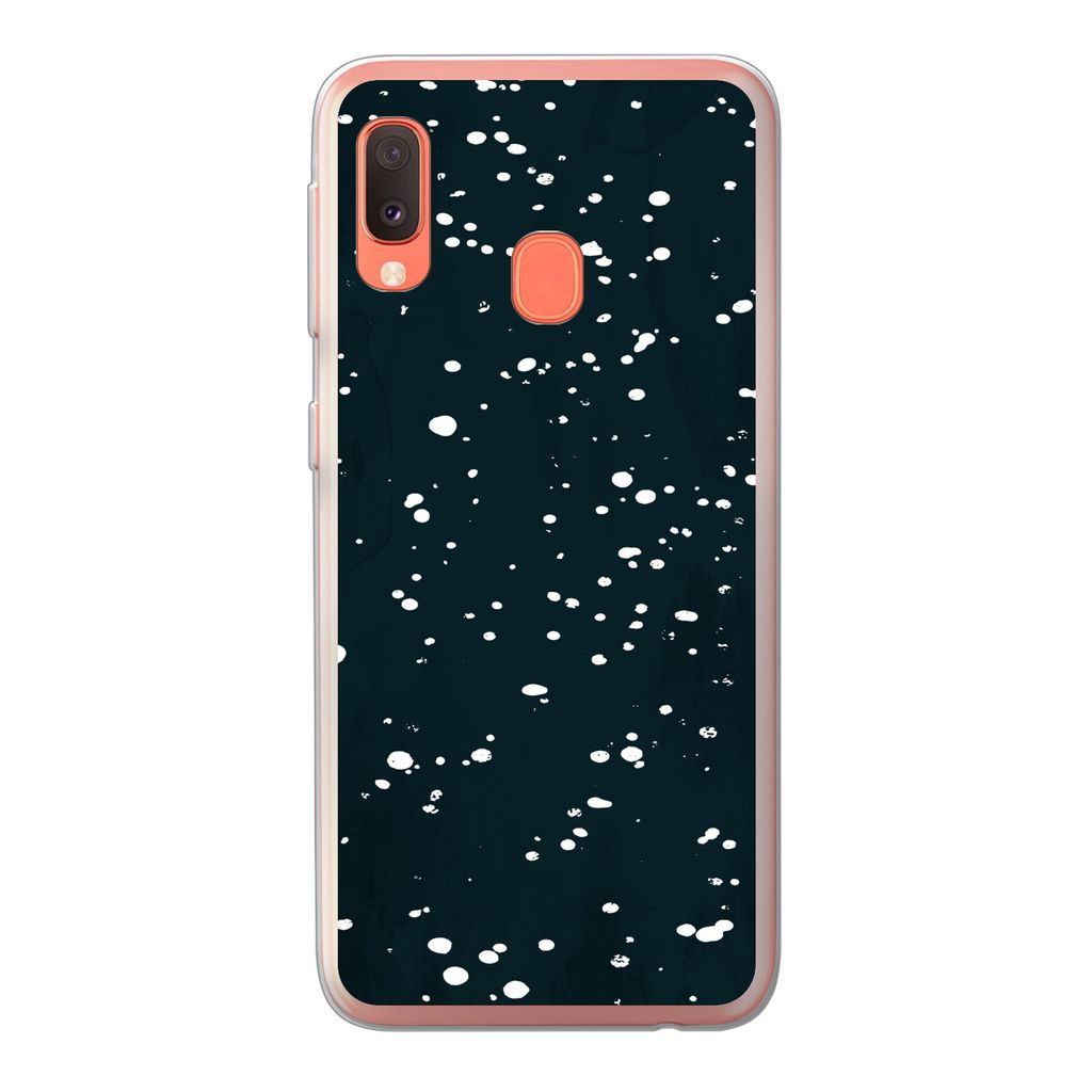 MuchoWow Handyhülle Schutzhülle Hülle für Samsung Galaxy A20e Polka dots - Schwarz - Weiß Silikon Softcase Handy Hülle - Abdeckung