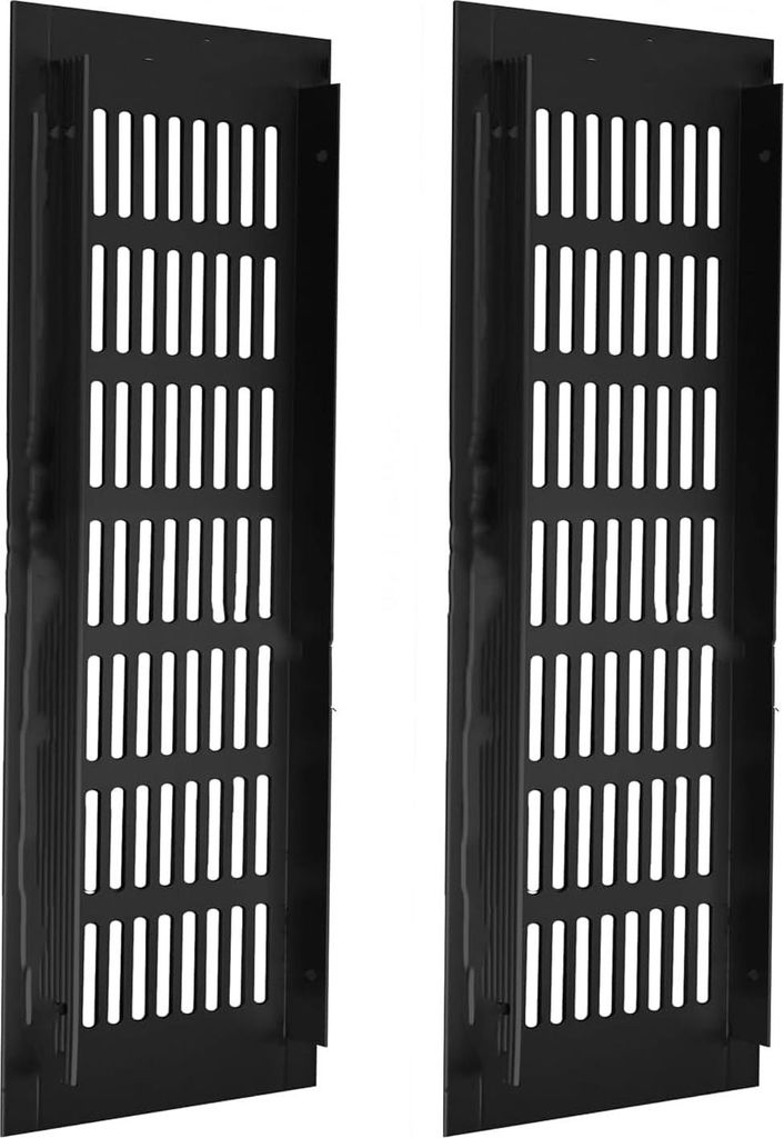 2 Aluminium Lüftungsgitter, rechteckige Abdeckgitter, schwarz, Korrosionsschutz für Kleiderschränke und Schlafzimmerlüftung (80x300 mm)