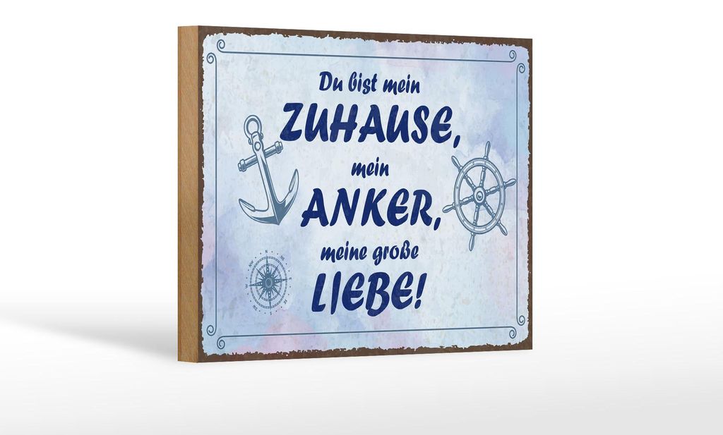 Holzschild Spruch 20x30 cm Du bist mein Zuhause, mein Anker Deko Schild