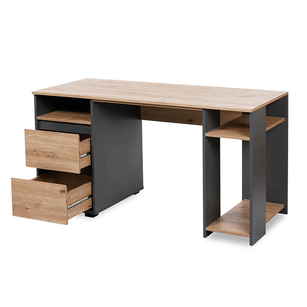 Bureau pour enfant AGIRA anthracite et chêne - Design moderne et robuste