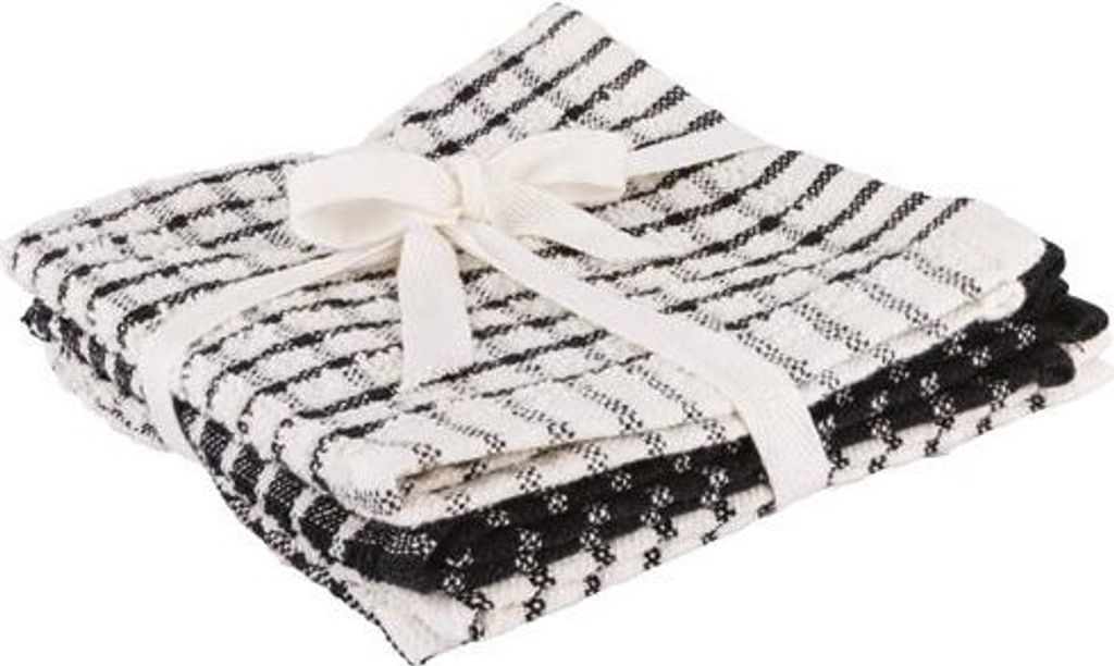 Satz 3 Waschlappen 30 x 30 cm Schwarz Chambray - Stoff - Cosy & Trendy