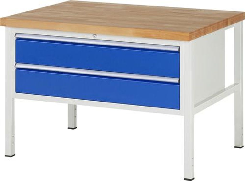 Werkbank mit 2 XXL Schubladen - Vollauszug - 180:2 - 840 x 1.250 x 900 mm (HxBxT) - Traglast 1.250 kg - Buche