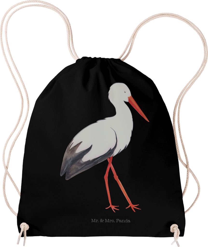 Mr. & Mrs. Panda Baumwolltasche Storch - Schwarz - Produktbild 