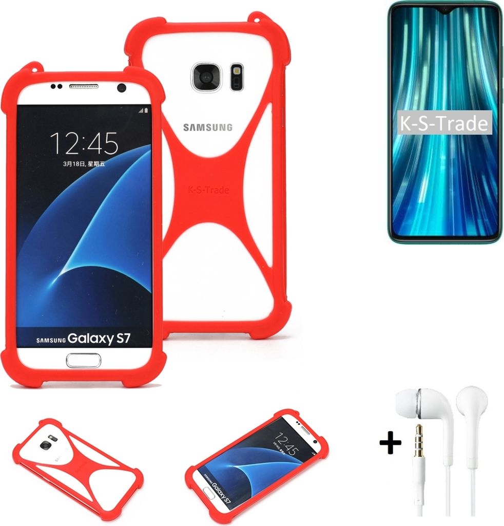 Handy-hülle + Kopfhörer kompatibel mit Xiaomi Redmi Note 8 Pro Schutz-hülle Bumper Silikon Schutz Hülle Cover Case Silikoncase Silikonbumper TPU