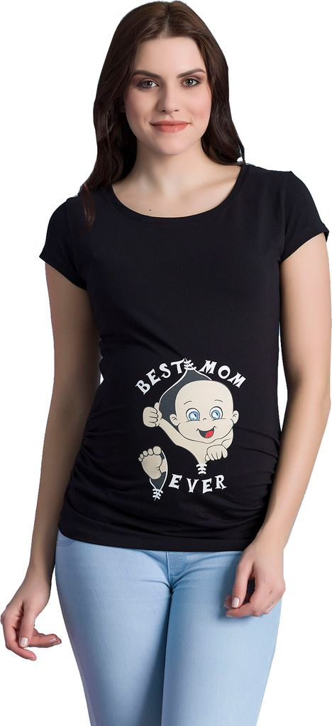 M.M.C. Umstandsshirt Best Mom Ever mit Motiv, S, Schwarz