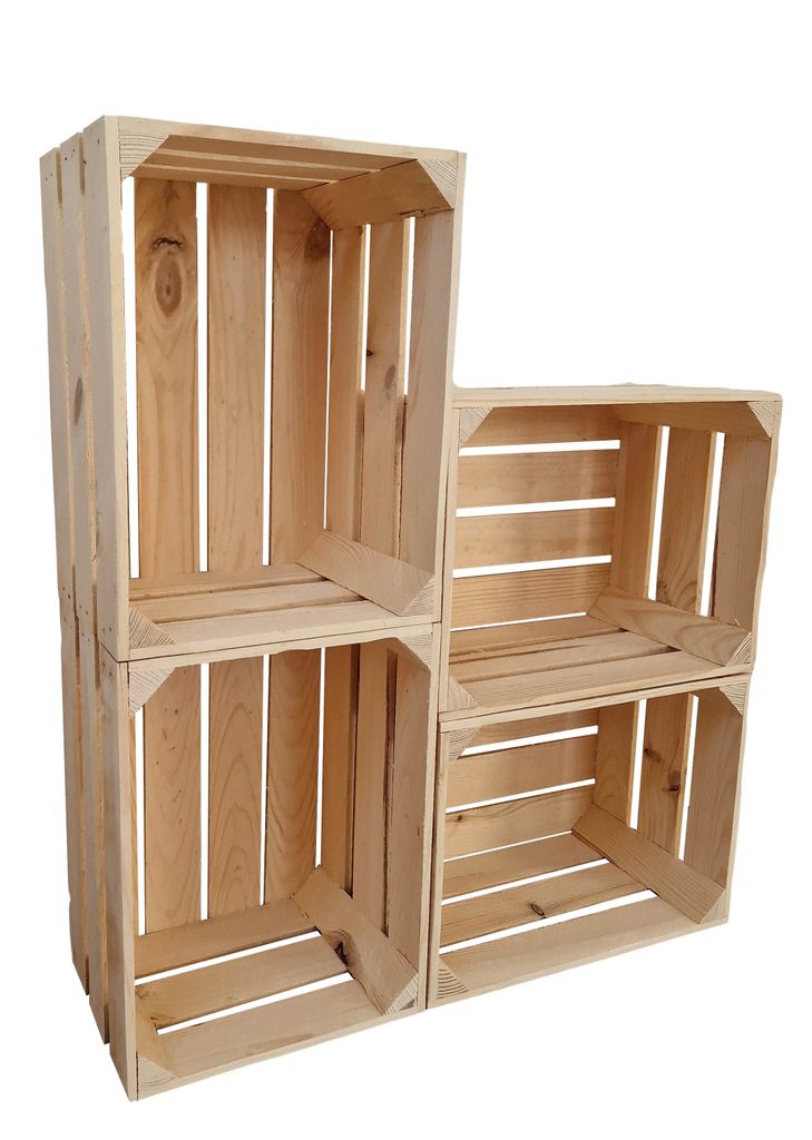 Holzkiste 40x30x23 cm 4er Set - Dekokiste Aufbewahrung als Schuhregal Bücherregal - Natur Vintage