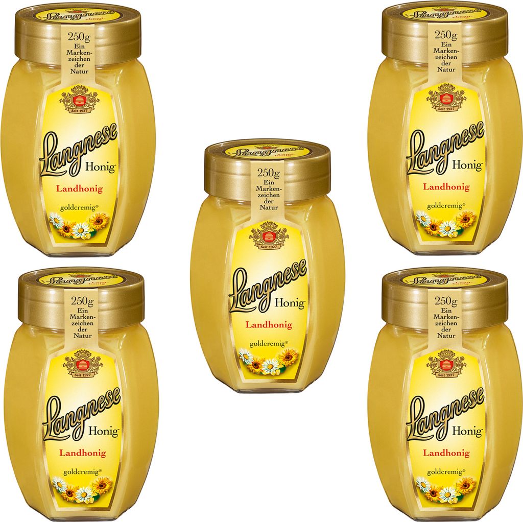Langnese Landhonig goldcremig streichzart und buttergelb 250g 5er Pack