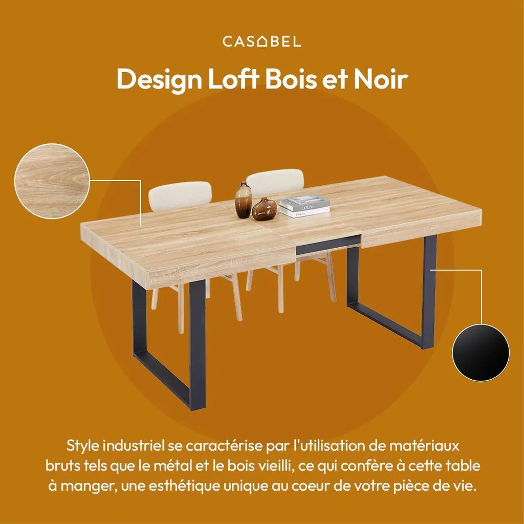 Table à Manger Modulable 8 Places Idéale Réceptions Style Industriel - 5