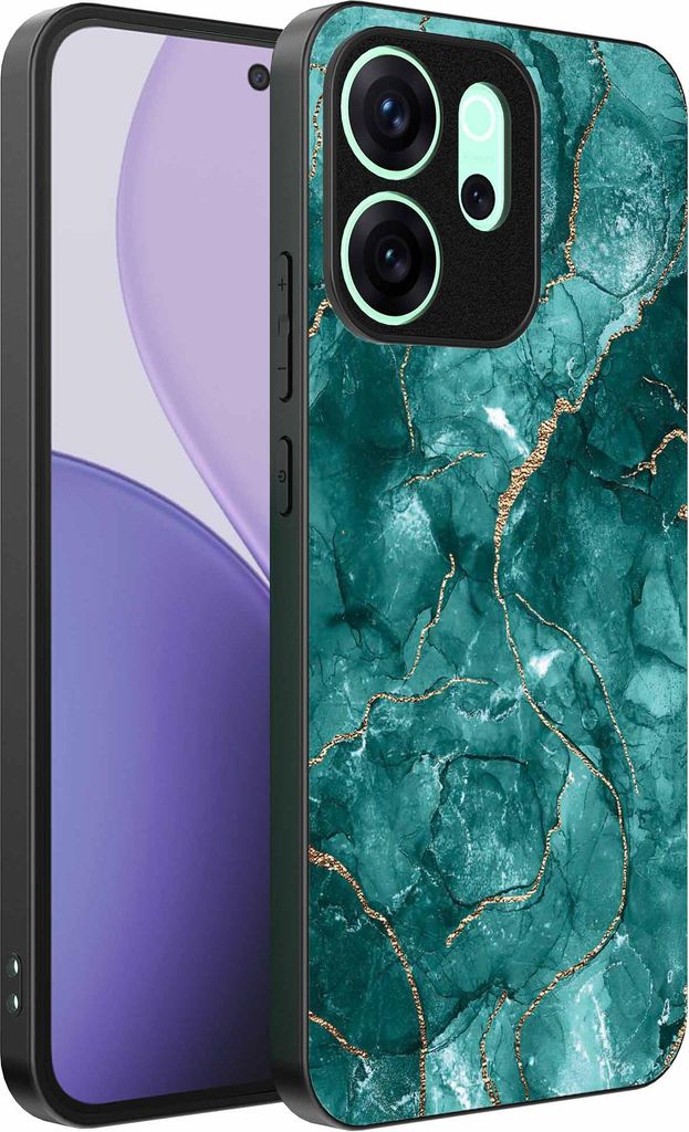 Geeignet für Oppo Reno 14 F Telefon Fall mit Marmor Druck - TPU zurück Abdeckung Fall Marmor Design - Gold Grün - Smartphonica