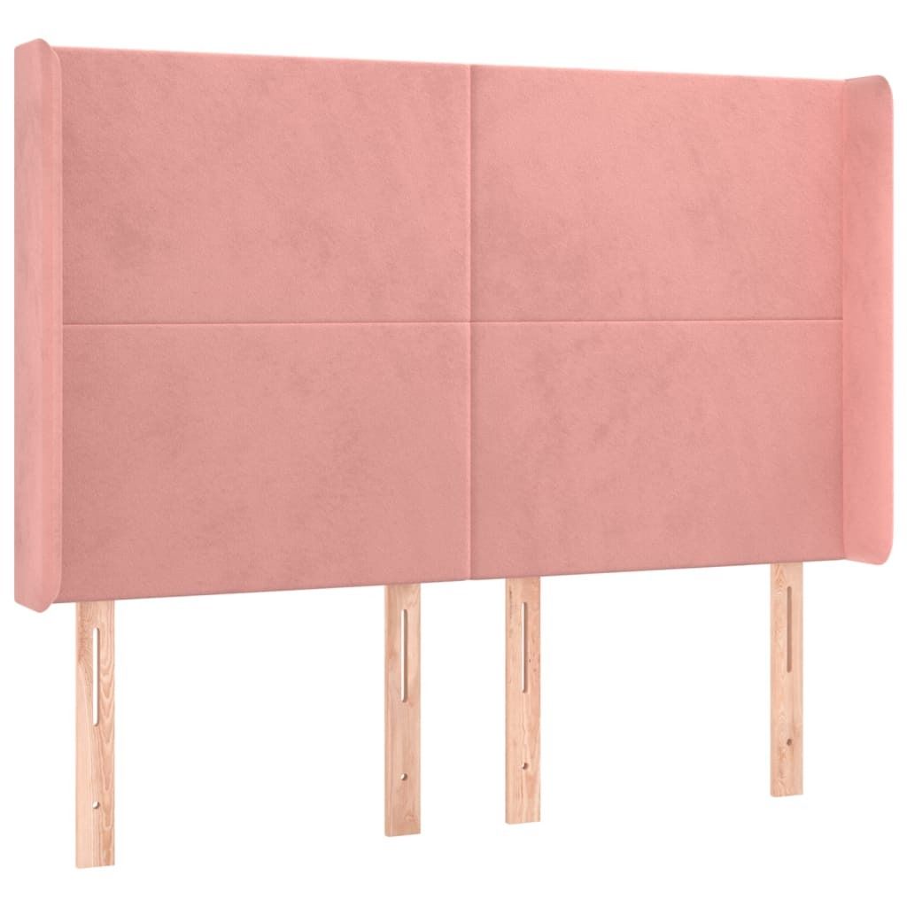 Möbel Kopfteil mit Ohren Rosa 147x16x118/128 cm Samt - Kopfteile CLORIS9113556