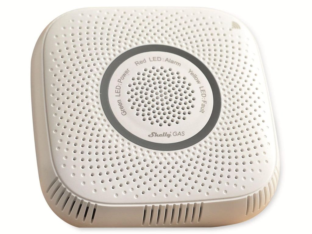 Shelly Wi-Fi LPG-Gasdetektor für Zuhause, weiß, Alarm 70 dB, Reichweite 50 m
