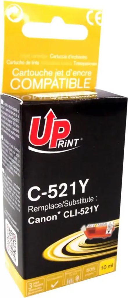 Tintenfass UPRINT CLI521 CANON, Mit Chip, Gelb