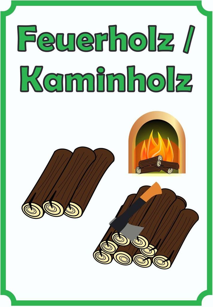 Verkaufsschild Schild Feuerholz Hochkant A3 Rückseite selbstklebend