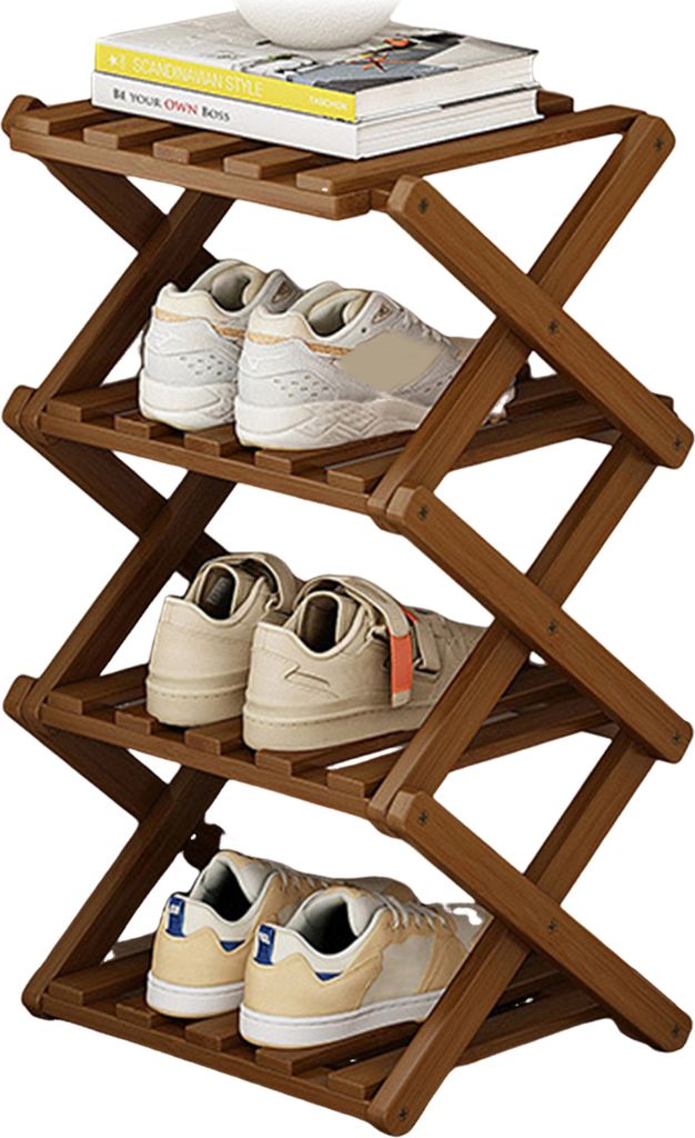 Platzsparender Schuh-Organizer aus Holz für den Eingangsbereich, Eck-Klapp-Schuhregal, stabile Konstruktion, Schuhschrank mit großer Kapazität