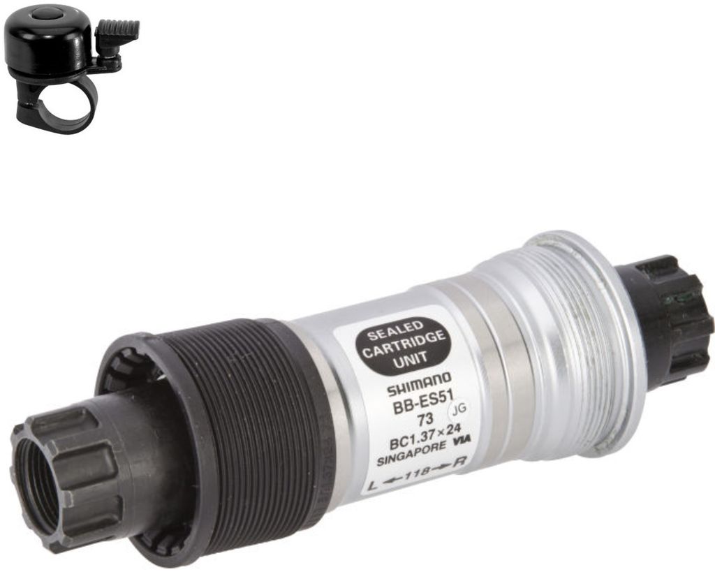 maxxi4you Shimano Fahrrad Innenlager BB-ES51-E Octalink 73mm / 118mm inkl. maxxi4you Fahrradklingel