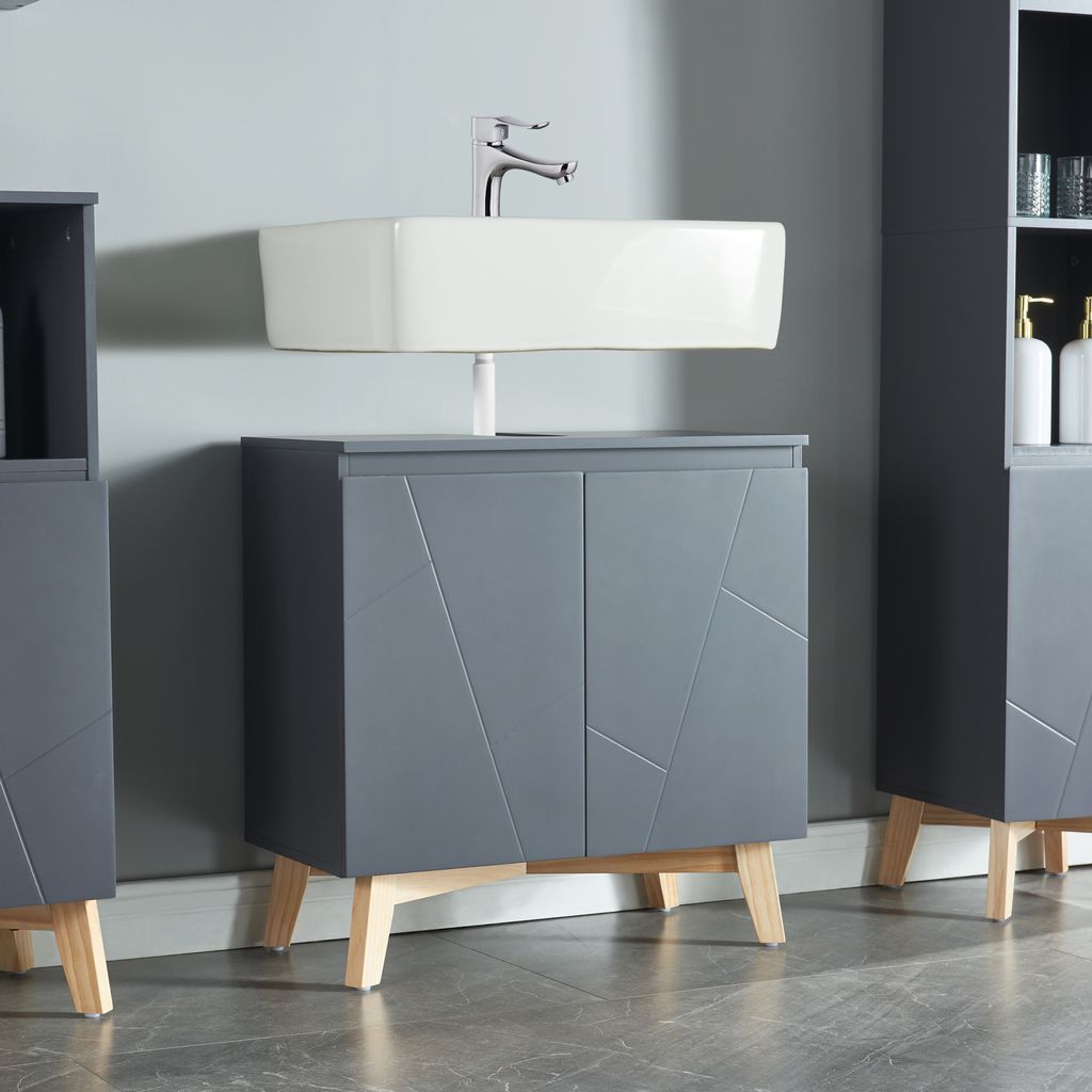 Waschbeckenunterschrank 'Overath' 60x60x30cm Grau Produktbild 