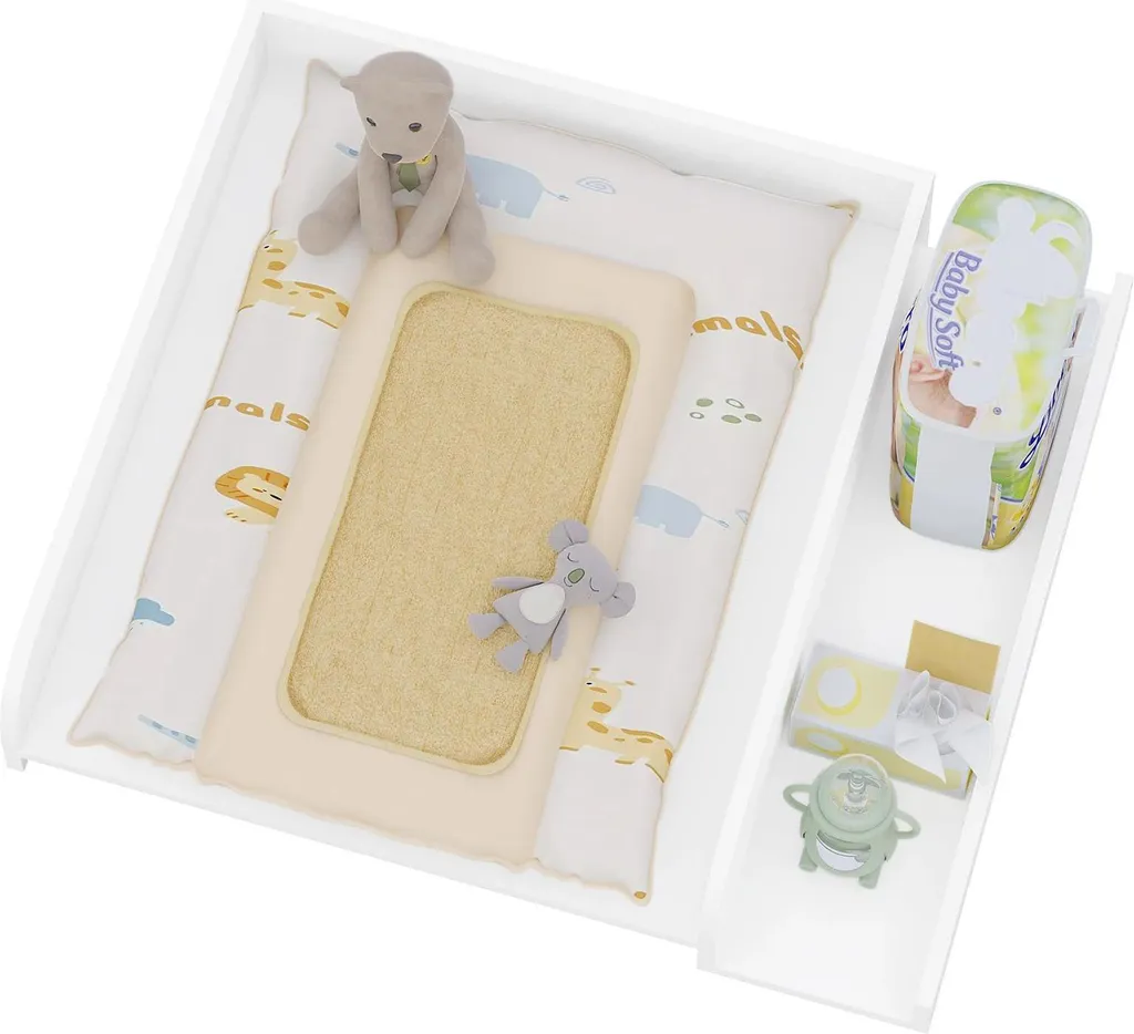 Plan à langer surélevé sécurisé 80 cm pour sèche-linge blanc