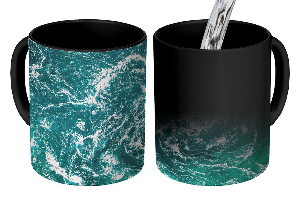 KitchenYeah Zauber Tasse Zaubertasse Magic Ozean - Wasser - Meer - Luxus - Grün - Türkis 350 ml Farbwechsel Becher Geschenk Geschenkidee - Magi...