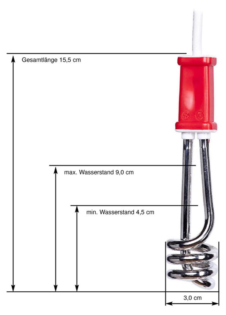 ECE-Ehlers AT312 Reise-Tauchsieder 155x30x30mm rot, weiß, Produktbild 