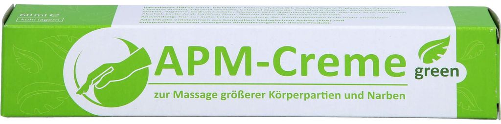 APM-Creme green zur Massage größerer Körperpartien und Produktbild 