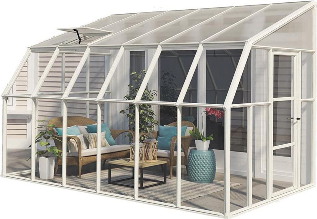 Rion Kunststoff Anlehngewächshaus Sun Room 47 Weiß 446x258x266 cm